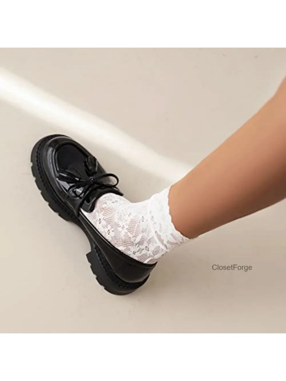 Patent Leather Tassel Loafers Thick-Soled Slip-on Flats Women's